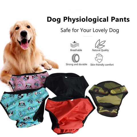 Washable Female Pet Dog Cat Nappy Diaper Physiological Pants Panties Underwear Red - XS