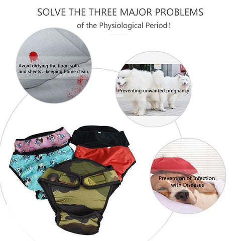 Washable Female Pet Dog Cat Nappy Diaper Physiological Pants Panties Underwear Red - XS