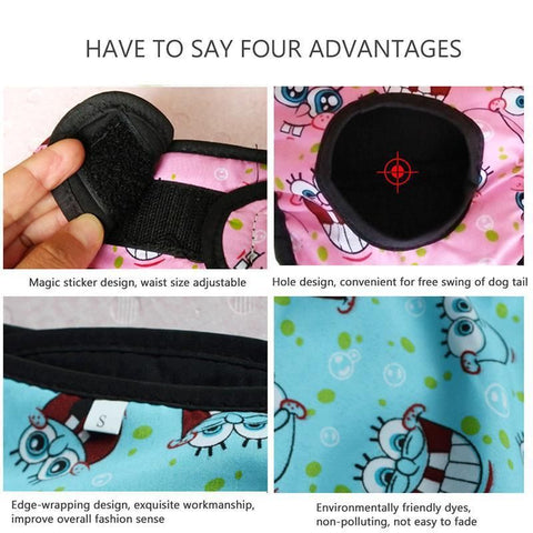 Washable Female Pet Dog Cat Nappy Diaper Physiological Pants Panties Underwear Red - XS