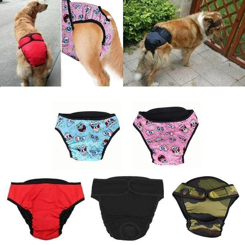 Washable Female Pet Dog Cat Nappy Diaper Physiological Pants Panties Underwear Red - XS