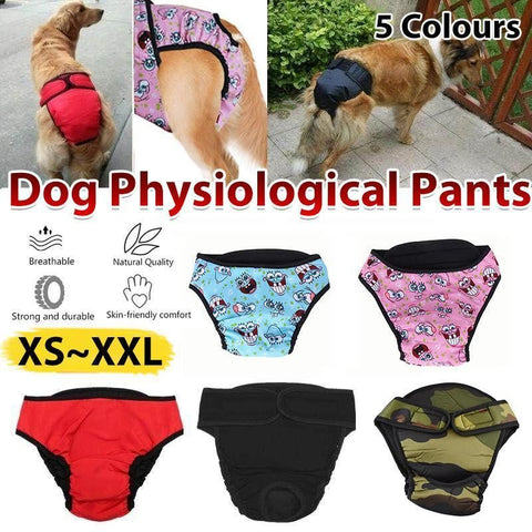 Washable Female Pet Dog Cat Nappy Diaper Physiological Pants Panties Underwear Red - XS