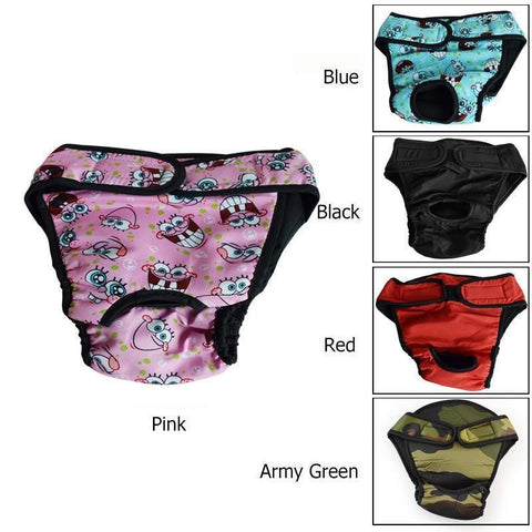 Washable Female Pet Dog Cat Nappy Diaper Physiological Pants Panties Underwear Red - XS