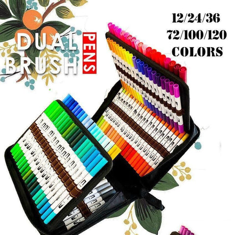 12-120 Watercolor Brush Pen Set Artist Sketch Marker - White-12 Colours