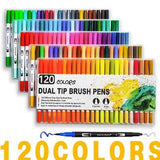 12-120 Watercolor Brush Pen Set Artist Sketch Marker - White-12 Colours