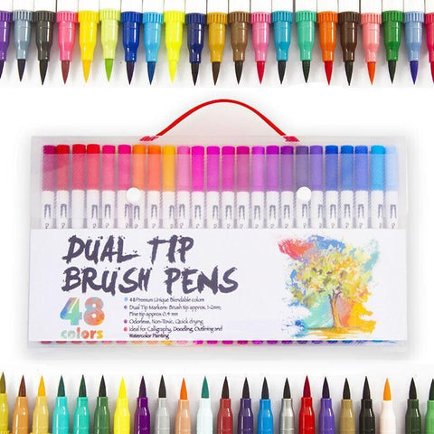 12-120 Watercolor Brush Pen Set Artist Sketch Marker - White-12 Colours
