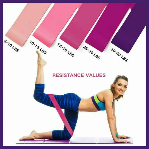 Exercise Resistance Bands Loop Power Strength Training Fitness Yoga Pilates Gym - Rose Red (600*50*0.9MM)