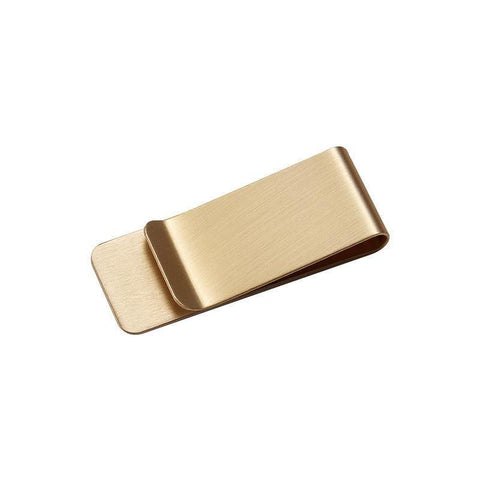 Clip Note Business Card Holder Stainless Steel Mens Wallet Metal - Gold
