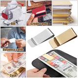 Clip Note Business Card Holder Stainless Steel Mens Wallet Metal - Gold