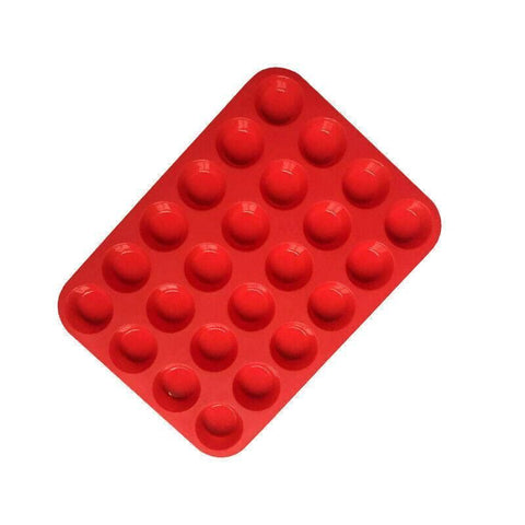 24 Cavity Pan Tray Silicone Mini Cupcake Cookie Baking Mold Au - Red
