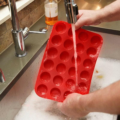 24 Cavity Pan Tray Silicone Mini Cupcake Cookie Baking Mold Au - Red