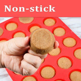 24 Cavity Pan Tray Silicone Mini Cupcake Cookie Baking Mold Au - Red
