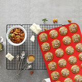 24 Cavity Pan Tray Silicone Mini Cupcake Cookie Baking Mold Au - Red