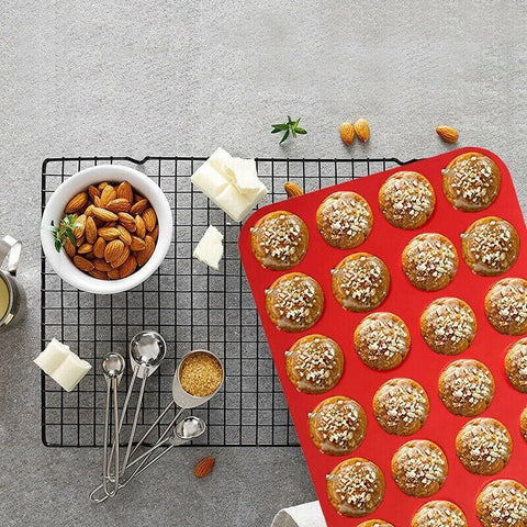 24 Cavity Pan Tray Silicone Mini Cupcake Cookie Baking Mold Au - Red