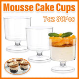 30pcs Clear Hard Plastic Mousse Cake Cup Pudding Ice Cream Dessert Serving Cups