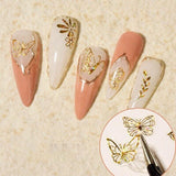 3D Nail Butterfly Design Sticker Decor Decal Holographic Laser Nail Art Sticker - Gold L-04
