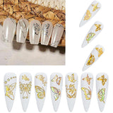 3D Nail Butterfly Design Sticker Decor Decal Holographic Laser Nail Art Sticker - Gold L-04