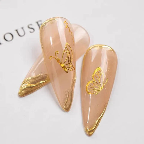 3D Nail Butterfly Design Sticker Decor Decal Holographic Laser Nail Art Sticker - Gold L-04