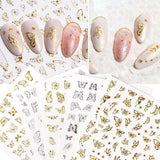 3D Nail Butterfly Design Sticker Decor Decal Holographic Laser Nail Art Sticker - Gold L-04