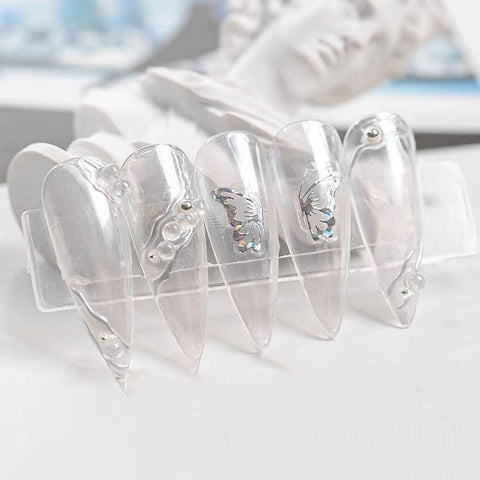 3D Nail Butterfly Design Sticker Decor Decal Holographic Laser Nail Art Sticker - Gold L-04
