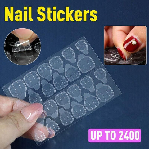 24-2400PCS Double Sided Adhesive Press On Nail Stickers Clear Tape Glue Tabs - 1PC (24xNail Stickers)