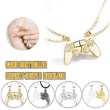 Matching Gamer Controller Necklace for Couples or Friends Pendant Gift Set - Silver and Silver