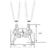 Matching Gamer Controller Necklace for Couples or Friends Pendant Gift Set - Silver and Silver