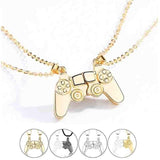 Matching Gamer Controller Necklace for Couples or Friends Pendant Gift Set - Silver and Silver