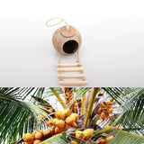 Natural Coconut Bird Nest Cage Pet Parrot Parakeet Safe Hut Feeder Shell Home - Stairs type