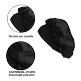 Sleeping Bonnet Hair Wrap Silk Satin Cap Women Elastic Night Soft Hat Headwear - Rose Red