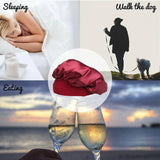 Sleeping Bonnet Hair Wrap Silk Satin Cap Women Elastic Night Soft Hat Headwear - Rose Red