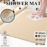 Anti Slip Bathroom Mat Non Slip Shower Floor Mat Quick Dry Soft Comfortable Rug - Beige-40x60cm