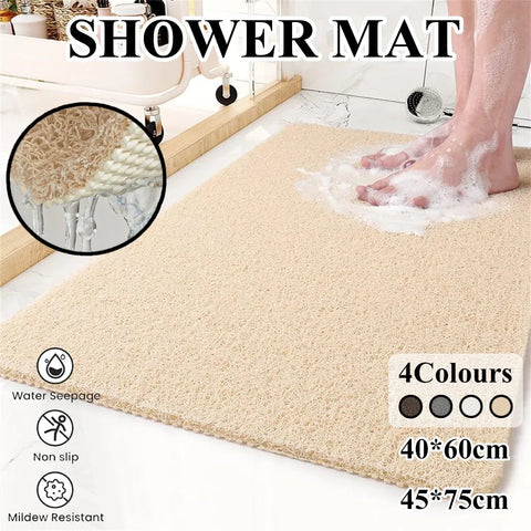 Anti Slip Bathroom Mat Non Slip Shower Floor Mat Quick Dry Soft Comfortable Rug - Beige-40x60cm