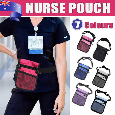 Nurse Pouch Waist Bag Medical Tool Organizer Pocket Belt with Keyring - Purple