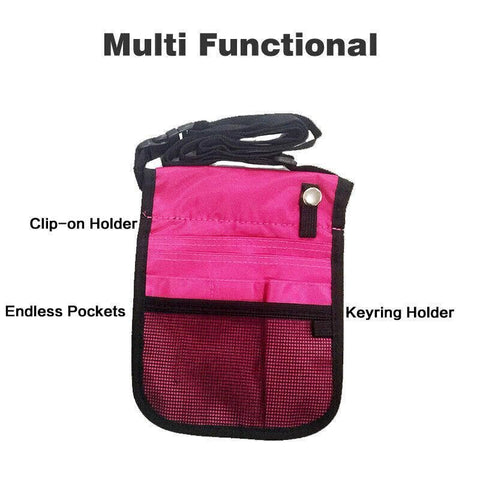 Nurse Pouch Waist Bag Medical Tool Organizer Pocket Belt with Keyring - Purple