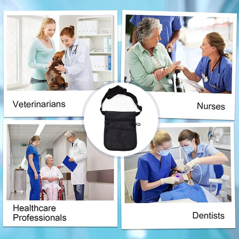 Nurse Pouch Waist Bag Medical Tool Organizer Pocket Belt with Keyring - Purple