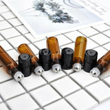 10Ml Roller Rollerball Perfume Essential Oil Roll On Ball Amber Glass Bottle - 10PCS