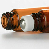 10Ml Roller Rollerball Perfume Essential Oil Roll On Ball Amber Glass Bottle - 10PCS