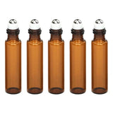 10Ml Roller Rollerball Perfume Essential Oil Roll On Ball Amber Glass Bottle - 5PCS