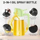 2-in-1 470ml Glass Oil Bottle Spray Pour Automatic Pressure Control Kitchen Tool - Black