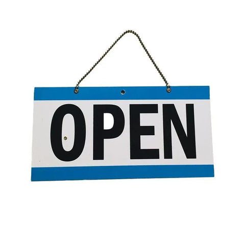 Open Closed Sign with Will Return Clock for Business Shops and Home Use 29x15cm