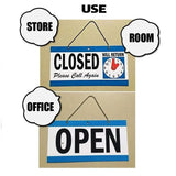 Open Closed Sign with Will Return Clock for Business Shops and Home Use 29x15cm