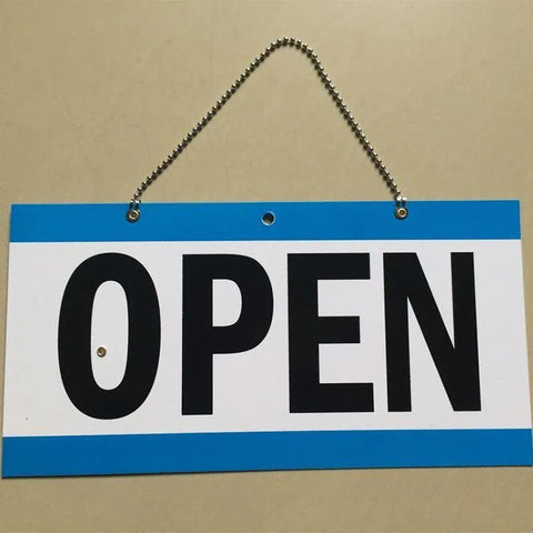 Open Closed Sign with Will Return Clock for Business Shops and Home Use 29x15cm