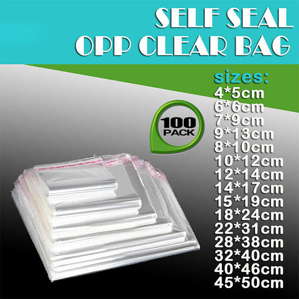 100Pcs Self-Adhesive Clear Opp Cellophane Bags with Air Hole - 28*38+4cm