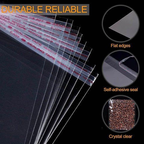 100Pcs Self-Adhesive Clear Opp Cellophane Bags with Air Hole - 8*12+2cm