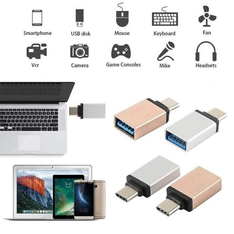 USB Type-C to USB 3.0 Adapter OTG Converter for Phone Tablet Laptop - Rose Gold