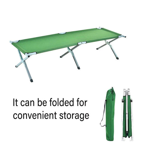 Portable Lightweight Folding Aluminum Camping Bed Ultra Light Outdoor Camp Bed - Green