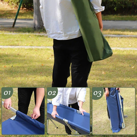 Portable Lightweight Folding Aluminum Camping Bed Ultra Light Outdoor Camp Bed - Green