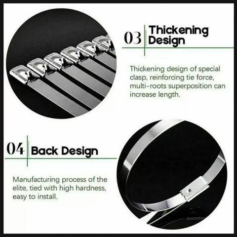 20X Stainless Steel Cable Ties S304 Marine Grade Zip Strap Locking Wrap 100-800Mm - 4.6x700mm
