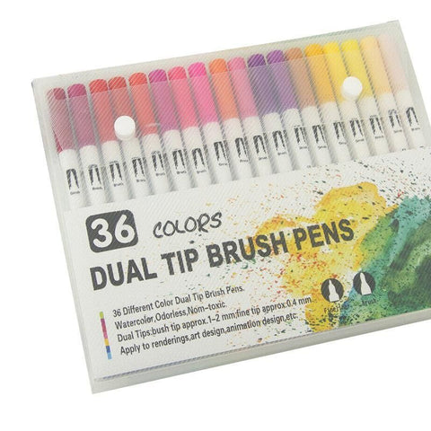 12-120 Watercolor Brush Pen Set Artist Sketch Marker - White-36 Colours