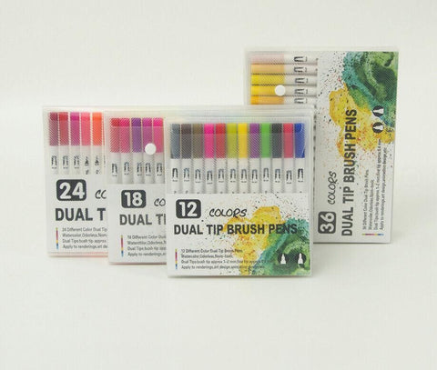12-120 Watercolor Brush Pen Set Artist Sketch Marker - White-36 Colours